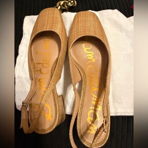 Sam Edelman Beige Woven Slingback Flats